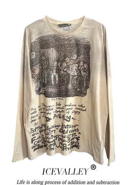 MELANIN 黑色素刺青 设计感插画重磅小众复古水洗松弛感长袖T恤