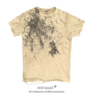 MELANIN 黑色素刺青 暗黑系前卫张扬神经突触解构线条破烂短袖T恤