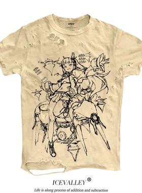 MELANIN 黑色素刺青 Y2K机械少女轻亚风格图鉴涩谷破烂短袖T恤