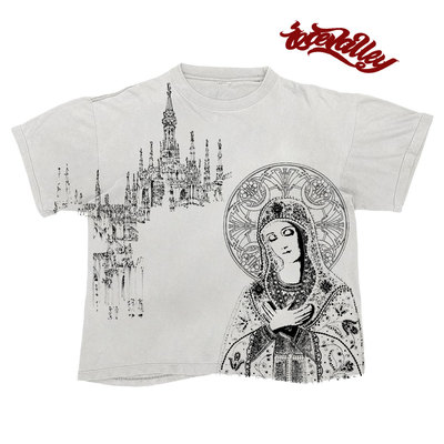 MELANIN 黑色素刺青 美式复古vintage线稿做旧短袖水洗重磅t恤