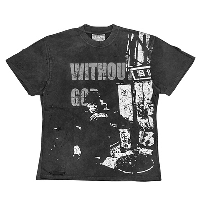 怀旧时光机！原创中式复古艺术感海报水洗破洞短袖T恤180g年代感