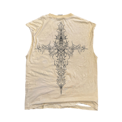 深度破坏水洗做旧破洞！50支轻薄！正肩！纹身师砍袖修身t恤