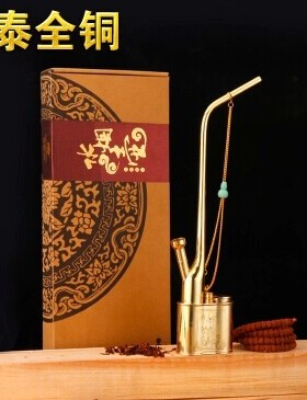 高档送礼盒装金泰纯铜水烟斗晒水烟丝超大号全铜中华水烟袋水烟壶