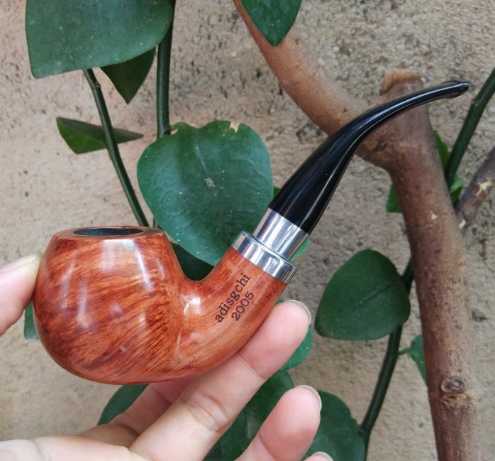 意大利石楠木手工铝圈03弯式烟斗