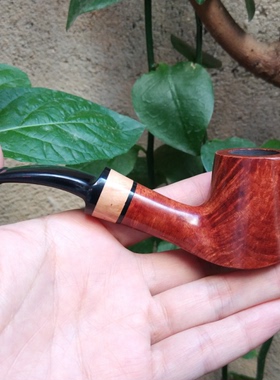 意大利石楠木根实木手工中大号弯式VOLCANO短嘴9MM送工具火山烟斗