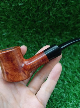 意大利石楠木手工实木中号锤子扑克锥形弯式平底桌斗烟斗9M送工具