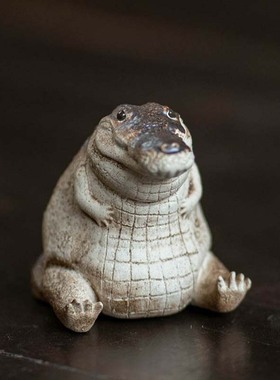 紫砂鳄鱼小动物桌面摆件