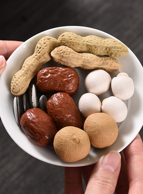 早生贵子紫砂仿真花生桂圆工艺品创意摆件红枣瓜子桌面茶台装饰品