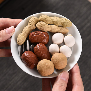 早生贵子紫砂仿真花生桂圆工艺品创意摆件红枣瓜子桌面茶台装饰品