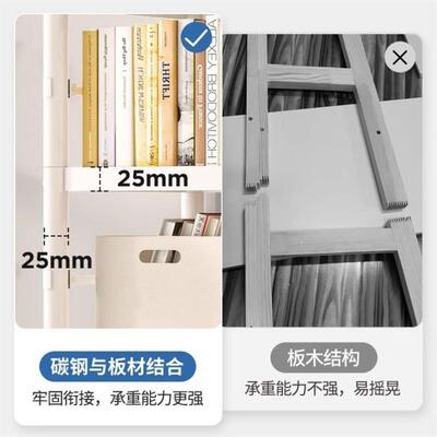 落地置物架铝合金碳钢书架靠墙多层收纳货架客厅架多层储物收纳层