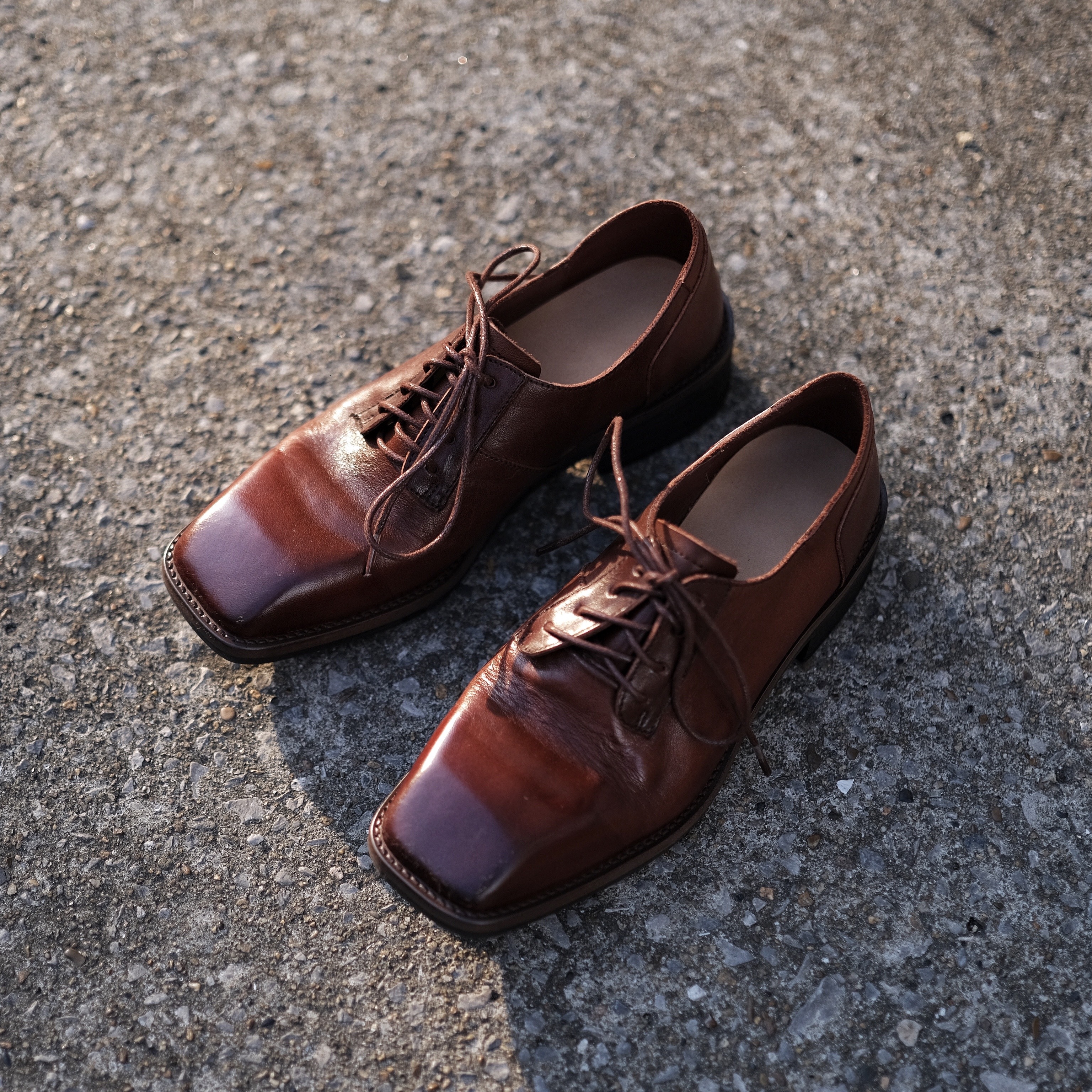 系带小皮鞋女英伦风复古手工皮鞋