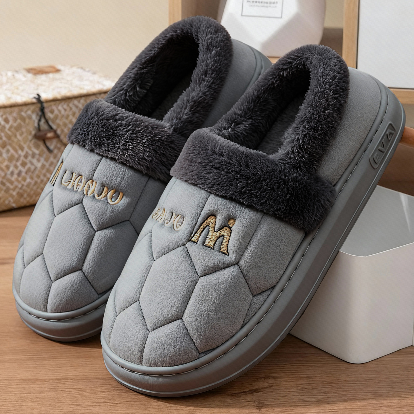 特大码棉拖鞋男士冬季46防滑室内加绒保暖48爸爸老人家用包跟棉鞋