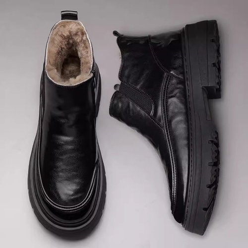 棉鞋男冬季加绒加厚保暖2025新款切尔西马丁靴高帮男士雪地靴真皮