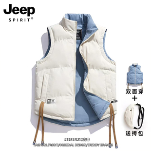 JEEP SPIRIT吉普双面穿棉马甲男女同款2026冬季加绒保暖棉衣男生