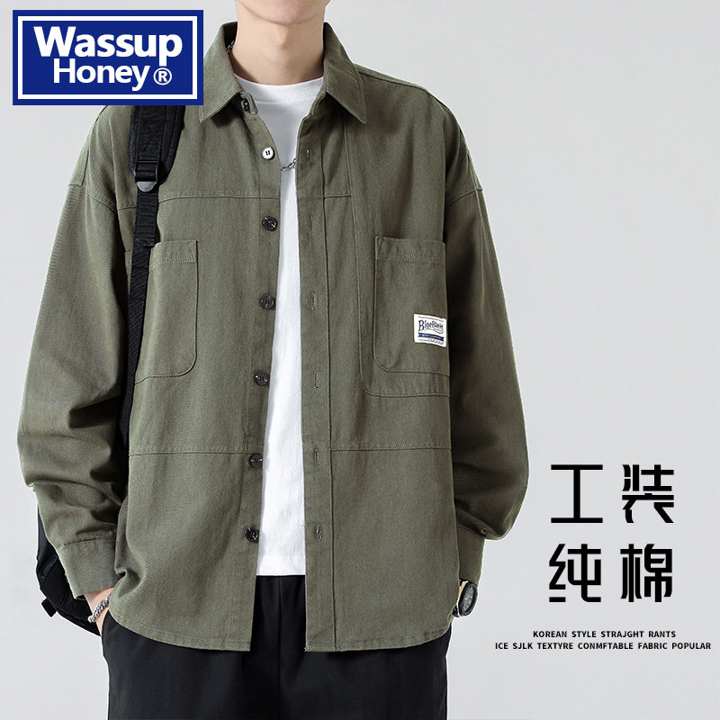 WASSUPHoney纯棉工装衬衫男外套