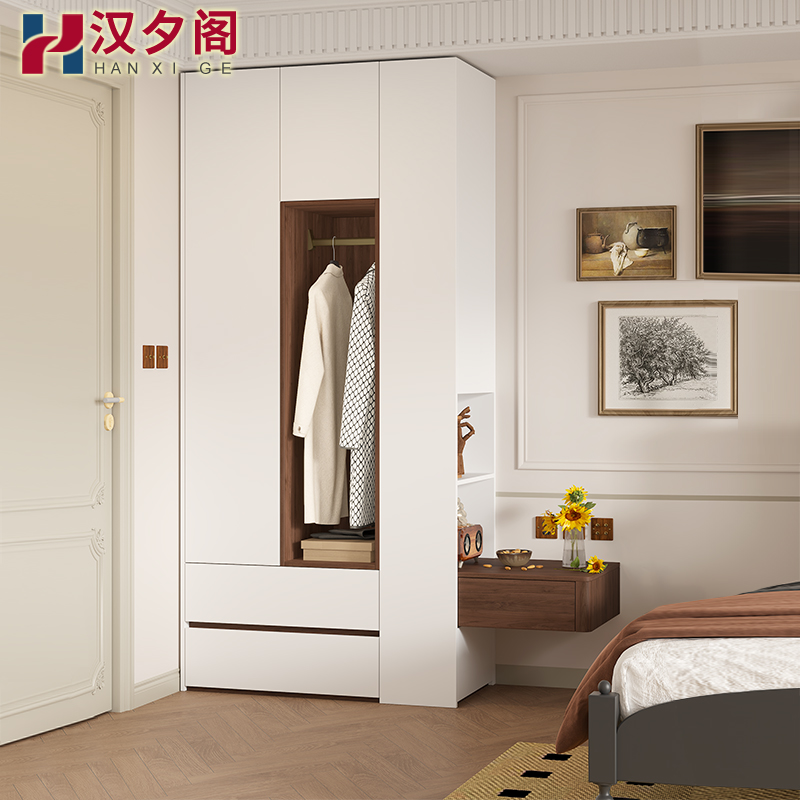 汉夕阁衣柜收纳一体悬空床头柜