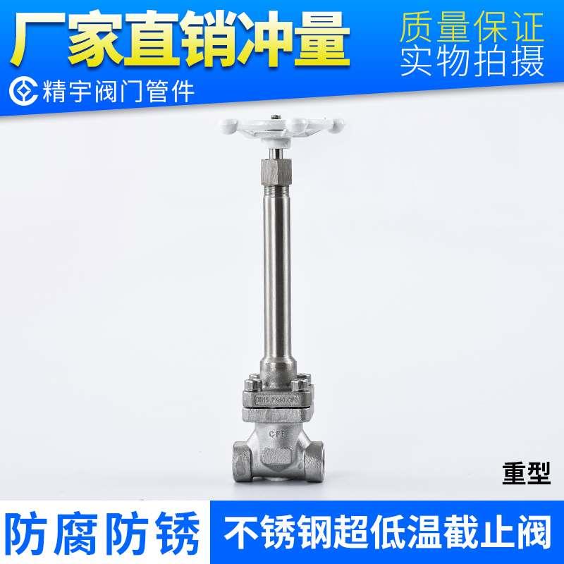 304不锈钢低温截止阀DJ61F-40P液氮液化天然气超低温加长杆低温阀