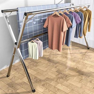 晾衣架落地简易室内家用阳台卧室不锈钢室外凉伸缩杆晒被子晾衣杆