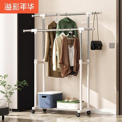 阳台晾衣架落地室内可移动伸缩挂衣架家用加粗加厚晒衣服落地杆子