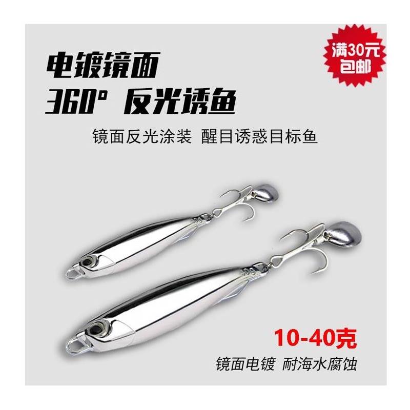 路之家 电镀远投镜面高反光噪音片铁板 转环亮片三本钩鲅鱼路亚饵