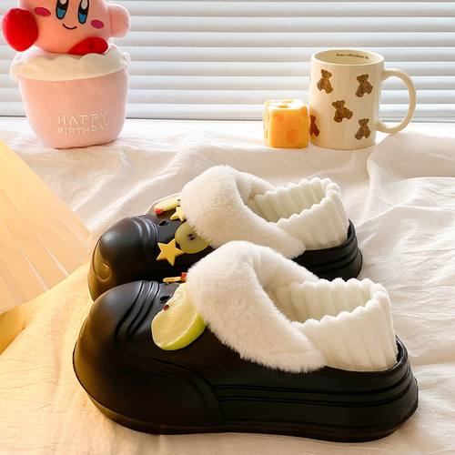 【可拆卸】ins清爽星星苹果舒适棉拖秋冬季女士居家外穿保暖棉鞋