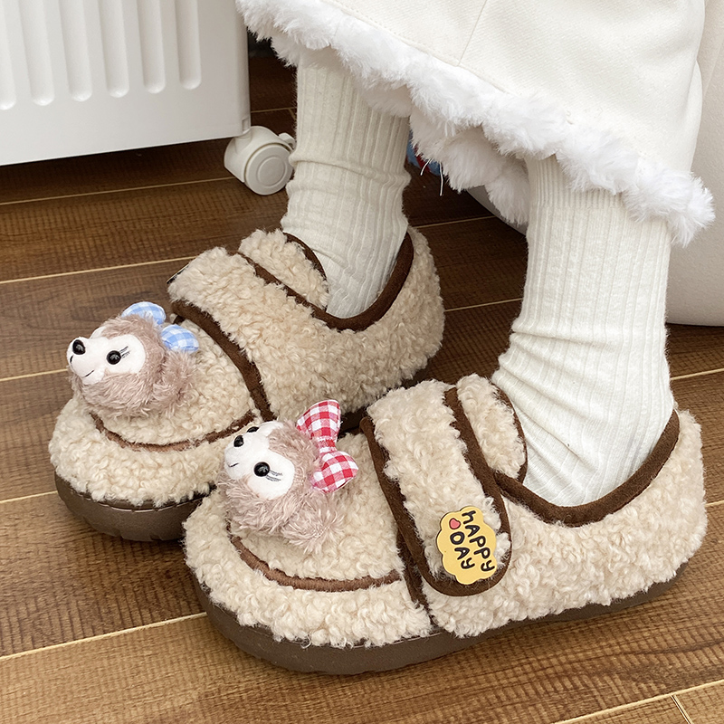 籽盈包跟保暖卡通可爱家居棉拖鞋