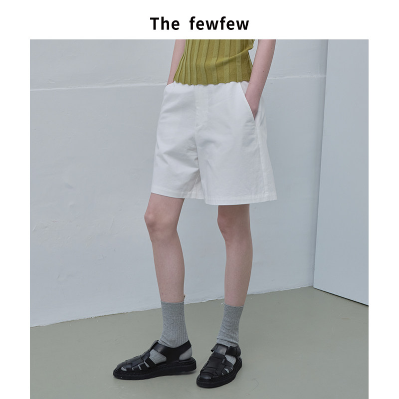 The fewfew 纯棉中高腰A字型休闲宽松柔软舒适百搭两色短裤图片