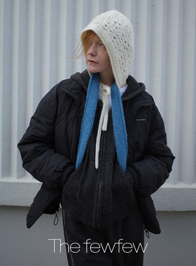 The fewfew 羊毛面料棒针镂空钩花系带时髦多造型针织帽毛线帽