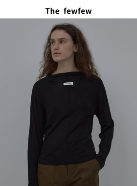 The fewfew 羊毛混纺细腻亲肤logo半高领两色针织上衣打底衫