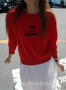 The fewfew 原创图案羊毛羊绒真丝混纺轻盈蓬松七分袖针织上衣