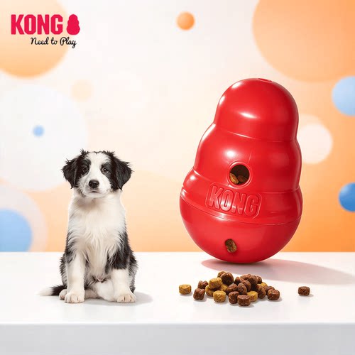 KONG狗玩具不倒翁漏食球大型犬消耗精力藏食宠物丰容益智零食玩具