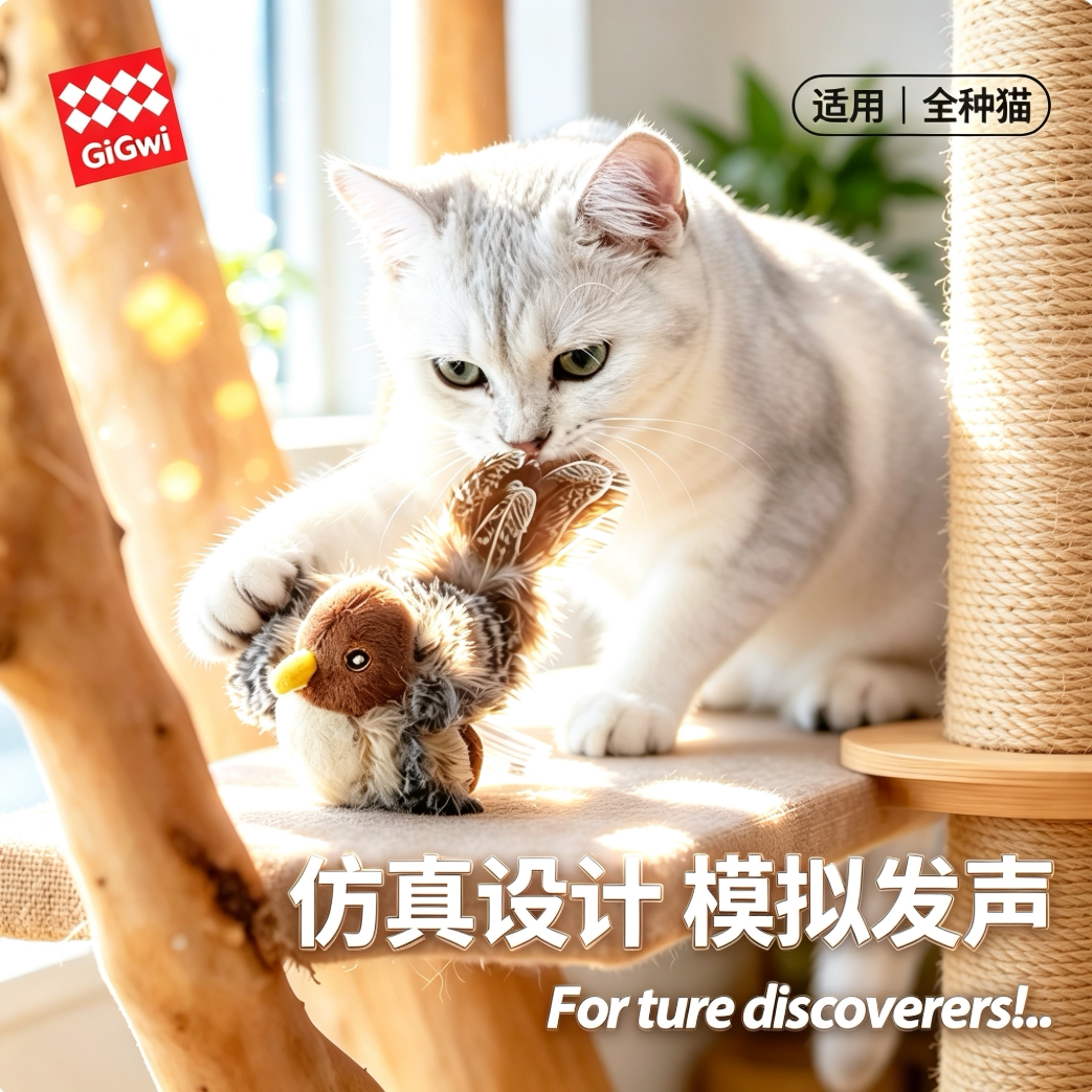 贵为仿真会叫小鸟老鼠逗猫棒