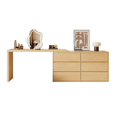 实木梳妆台卧室现代简约收纳斗柜一体小户型可伸缩2024新款化妆桌