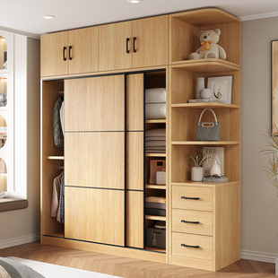 全实木衣柜家用卧室收纳柜子新款2023爆款生态板可定制出租房衣橱