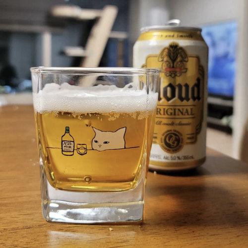 韩式小猫喝酒水杯玻璃杯猫咪