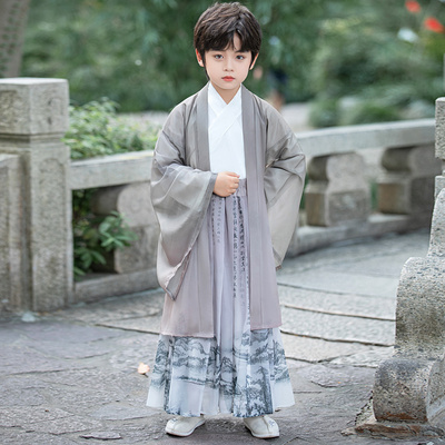 儿童汉服男童春夏中国风古装书童国学服小男孩少爷服开笔礼演出服