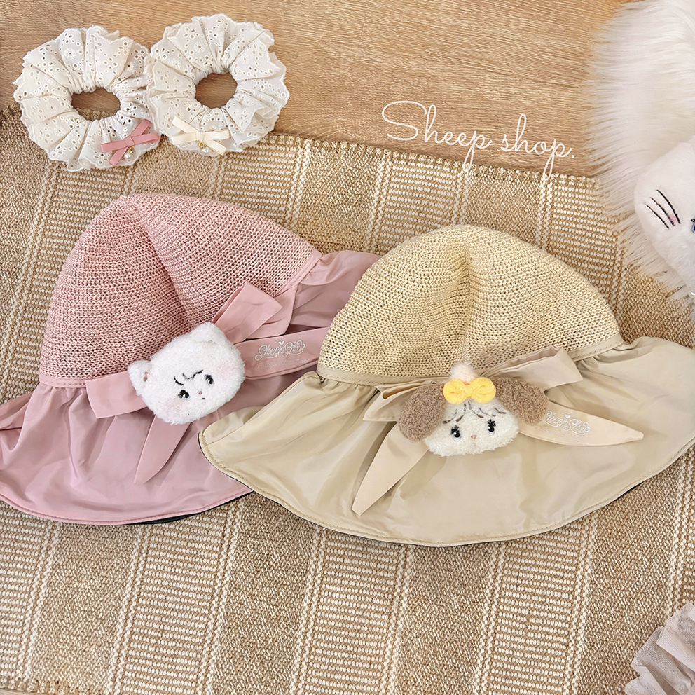 绵羊商店mikko联名防晒帽草帽沙滩度假UPF50+防紫外线帽子大帽檐