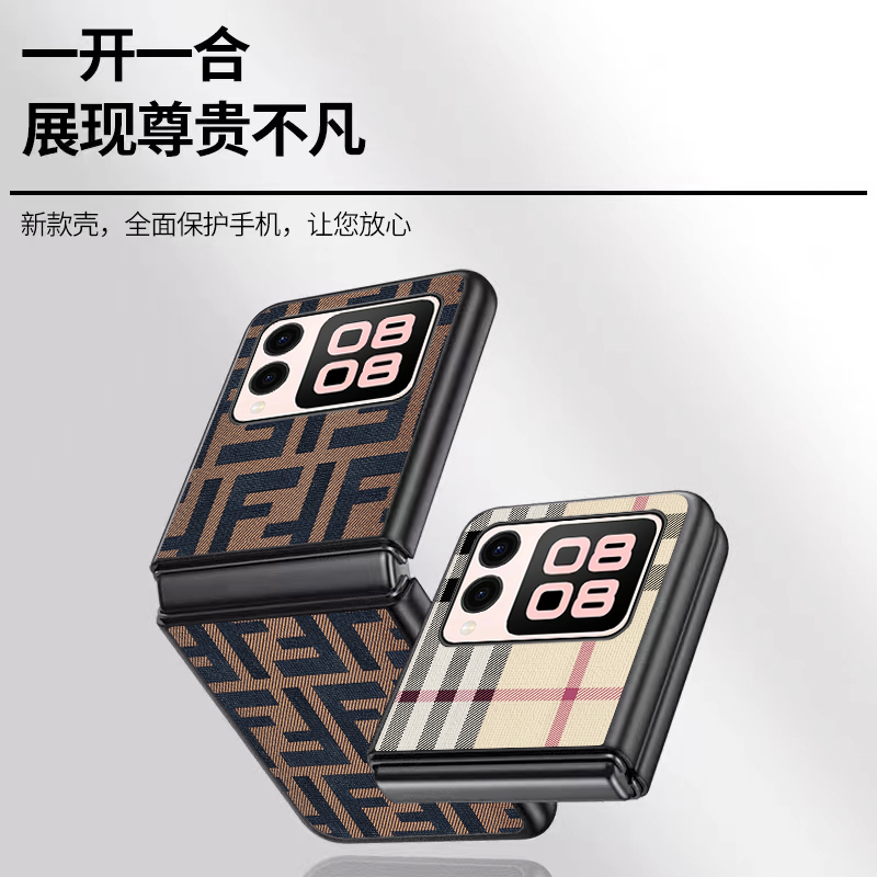 适用于华为novaFlip手机壳格纹定制pocket2保护套防摔nova Flip超薄皮套复古风P50折叠屏全包NovaFlip外壳女