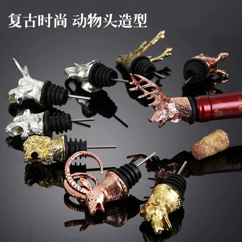 野格圣鹿引酒器 锌合金酒嘴 创意动物鹿头倒酒器家用红酒瓶塞酒吧
