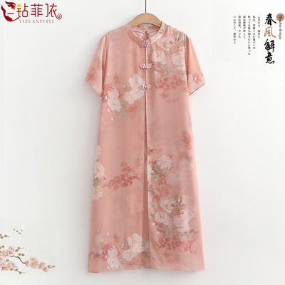 中年妈妈夏装中式改良连衣裙