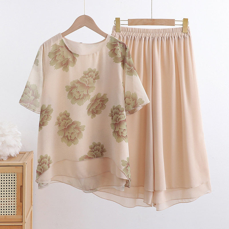 小个子妈妈气质夏装新款短袖T恤上衣母亲节中老年女雪纺套装洋气,女装/女士精品,中老年女装,淘宝优惠券,粉丝福利购,淘宝优惠卷