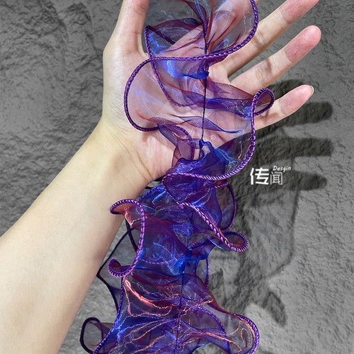 紫蓝色花边辅料diy服装设计师