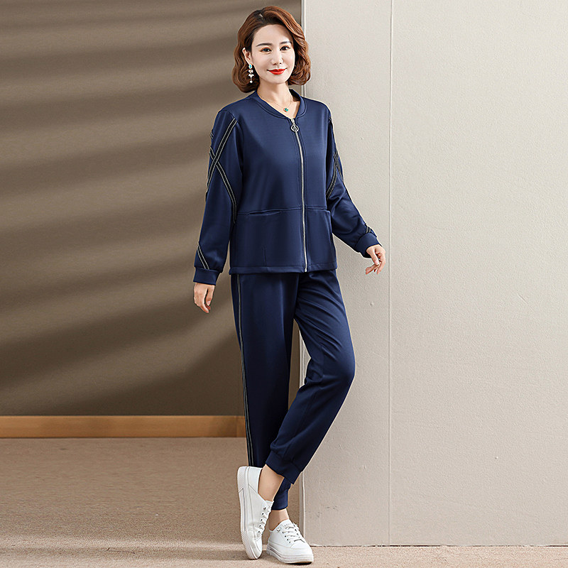 妈妈装运动套装女2023秋冬季新款中老年女士上衣裤子休闲服两件套