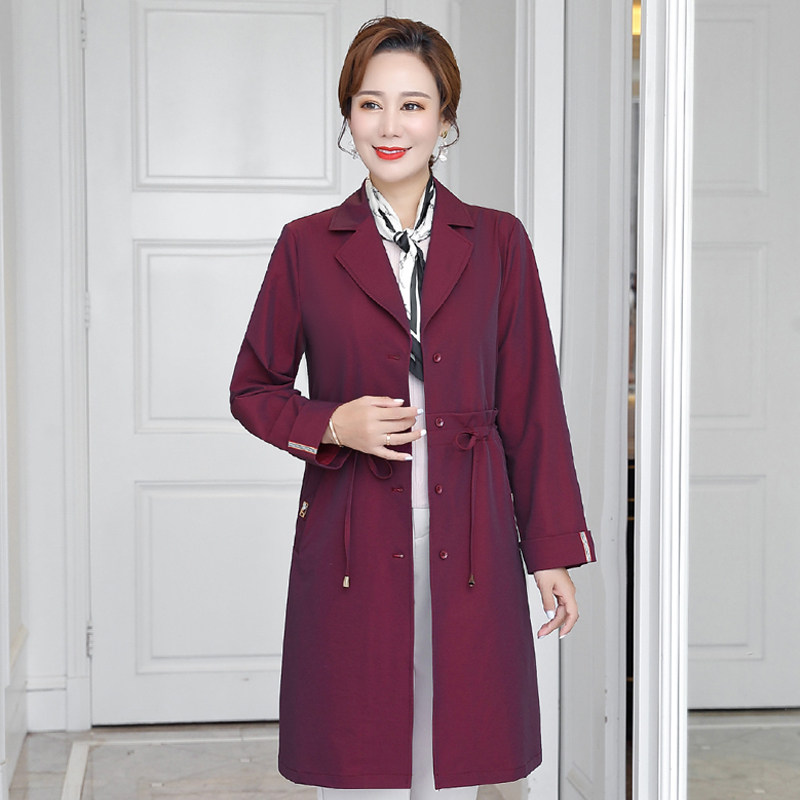 女士中长款风衣妈妈装2023秋季新款中老年连帽外套女式秋款上衣服