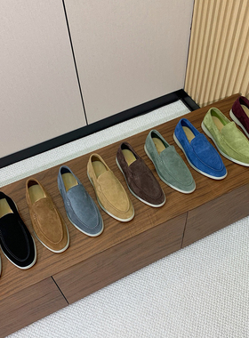 纯原意大利LP乐福鞋麂皮老钱风豆豆鞋男鞋真皮一脚蹬英伦风单鞋