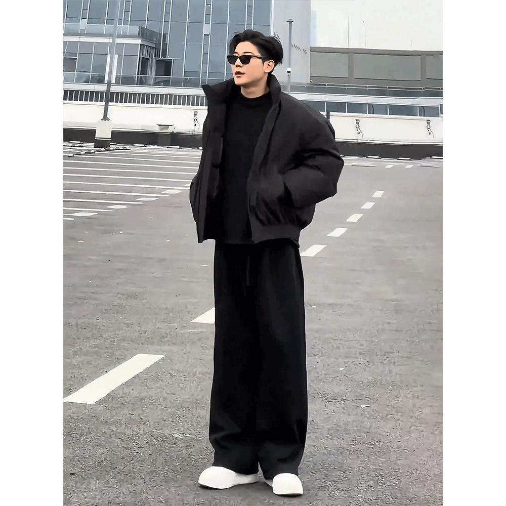 秋冬长裤裤子运动男款休闲黑色cleanfit弯刀垂感美式卫裤加绒直筒