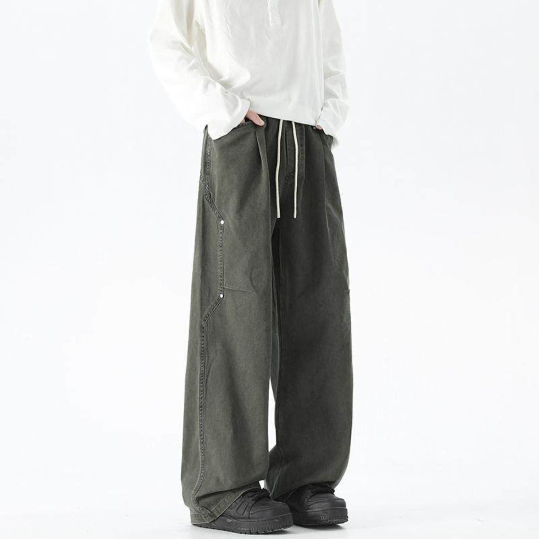 DaPiGe美式复古潮牌秋冬加绒工装裤男女宽松大码简约直筒休闲裤子,男装,休闲裤,淘宝优惠券,粉丝福利购,淘宝优惠卷