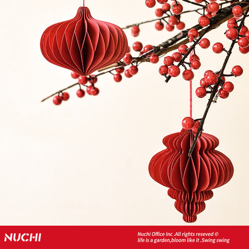 NUCHI新年装饰折纸蜂窝球挂件创意灯笼铃铛ins拍照道具挂饰装饰品
