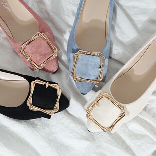 网红单鞋女新款2023夏季韩版百搭浅口平底鞋懒人仙女晚晚鞋豆豆鞋