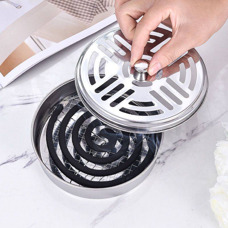 蚊香托盘蚊香盒加厚不锈钢家用加高带盖防火防烫蚊香接灰盒檀香炉,收纳整理,蚊香收纳盘/盒/架,淘宝优惠券,粉丝福利购,淘宝优惠卷